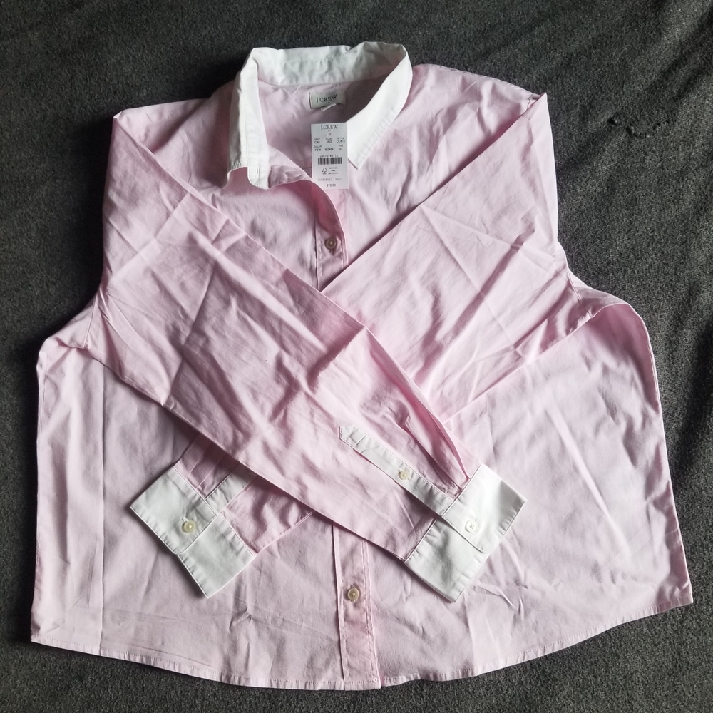 J. Crew Pink Long Sleeve Shirt with White Collar XL